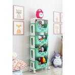 Armarks 4 Katlı Oyuncak Dolabı Modern Tasarım Yeşil Plastik 124 cm Yükseklik 39 cm Genişlik 26 cm Derinlik