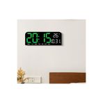 Armasse LED Büyük Ekran 24*9 cm Dijital Duvar Saati Sıcaklık Ve Gece Modu Çok Yönlü Masa Saati YEŞİL RENK