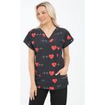 Arme Medikal Likralı Cerrahi, Doktor, Hemşire, Veteriner, Dişçi, Desenli, Koyu Renkli Forma Tek Üst Scrubs - XS - Siyah