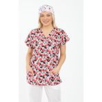 Arme Medikal Likralı Cerrahi, Doktor, Hemşire, Veteriner, Dişçi, Desenli, Renkli Forma Tek Üst Scrubs - Mickey Mouse - XL
