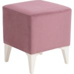 Armegeda Dekoratif Kare Puf 35X35X45 cm – Pudra Babyface Kumaş, Beyaz Ayaklı Modern Tasarım