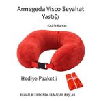 Armegeda Hediye Paketli Visco Seyahat Yastığı Boyun Destekli 212 Kırmızı – Ergonomik Kadife Kumaş