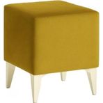 Armegeda Sıradışı Tasarımlar Armegeda Dekoratif Kare Puf 35x35x45 cm – babyface Kumaş, Beyaz Ayaklı Modern Tasarım