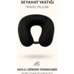 Armegeda Sıradışı Tasarımlar Armegeda Visco Ortopedik Kadife Seyahat Boyun Yastığı SİYAH-3008| Rahat Uyku Destekği