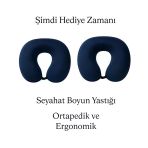 Armegeda Sıradışı Tasarımlar Visco Seyahat Ortapedik Boyun Destek Yastığı İkil Set Lacivert
