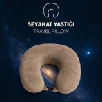 Armegeda Visco Seyahat Boyun Yastığı Rahat Uyku Bej Kadifemsi Yastık