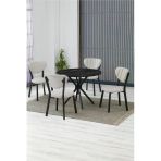 Armens Life Mobilya, Lojistik & Elektronik Ticaret Armens Life Mobilya, Lojistik & Elektronik Ticaret Elma Cafe, Restorant Mutfak Yuvarlak Masa Sandalye Takımı, 4 Sandalye 1 Siyah Masa 90X90 Keten