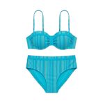 Armes straplez çizgili destekli kaplı bikini takımı