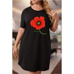 ARMHEM Büyük Beden Kadın Kısa Kollu Bisiklet Yaka T-shirt Elbise Gecelik