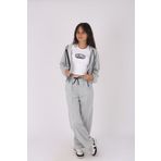 armicem 3'Lü Kapşonlu Crop Ceket Crop T-shirt Geniş Paçalı Alt-Kız Çocuk Eşofman Takımı