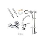 ARMİLLA ARMATÜR Banyo - Lavabo Ve Sürgülü Duş 3 Lü Mix Set Sıcak Soğuk Çift Su Girişli Mix Kuğu