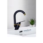 Armilla Armatür Siyah Gold Baston Borulu Banyo Lavabo Musluğu Çeşmesi Bataryası