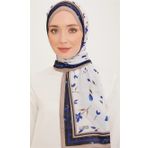 Armine 10008-05 Lacivert Karma Çiçek Desen Trend Şal