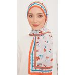 Armine 10008-06 Turuncu Karma Çiçek Desen Trend Şal