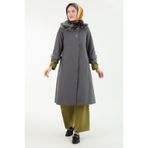 Armine 22KT790 22KT750 Gri Trend Yakası Kürklü Kaşe Kaban