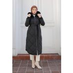 Armine 24KT709 Trend Baklava Desen Kuşaklı Siyah Mont