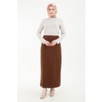 Armine 24YT112 Trend Yandan Fermuarlı Kalem Kahverengi Etek