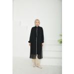 Armine 25YT417 Trend Önden Taş Desenli Yakalı Tüllü Siyah Tunik