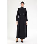 Armine 25YT926 Trend Belden Bağcıklı Manşetli Krep Siyah Elbise