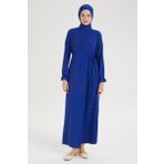 Armine 25YT944 Trend Beli Büzgülü Saks Elbise