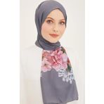 Armine 3611-05 Gri Çiçek Desen Şal