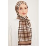 Armine 4713-14-A Kahverengi Ekose Desen Şal