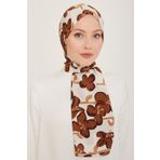 Armine 6348-03 Kahverengi Beyaz Şal