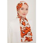 Armine 6348-04 Beyaz Turuncu Şal