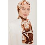 Armine 6348-2-03 Kahverengi Beyaz Şal