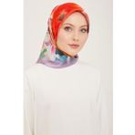 Armine 9103-51 Lila Batik Çiçek Desenli Sura İpek Eşarp