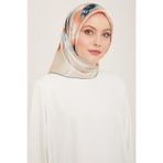 Armine 9105-05 Krem Çiçek Desen Tivil İpek Eşarp