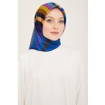 Armine 9107-82 Lacivert-Mor Çizgi Desen Tivil İpek Eşarp