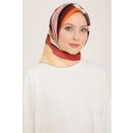 Armine 9122-39 Gül Kurusu-Kahverengi Geometrik Desen Tivil İpek Eşarp