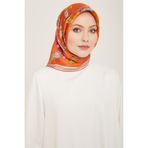 Armine 9141-04 Turuncu Saat Desen Tivil İpek Eşarp