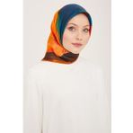 Armine 9145-09 Turuncu Batik Desen Sura İpek Eşarp