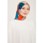 Armine 9148-03 Turuncu-Gri Dalga Desen Sura İpek Eşarp
