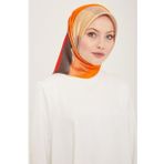 Armine 9148-82 Turuncu-Gri Dalga Desen Sura İpek Eşarp