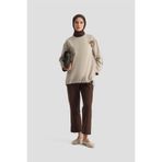 Armine Broşlu Keten Tunik 25Y4620 Taş