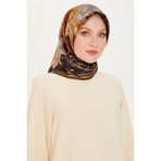 Armine Çiçek Desenli Twill Saf İpek Eşarp 9220D 02 - Standart - Renkli
