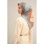 Armine Desenli Saf Ipek Sura Eşarp 9317-03, Mavi