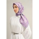 Armine Desenli Saf Ipek Sura Eşarp 9322-57, Lila
