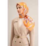 Armine Desenli Saf Ipek Sura Eşarp 9324-33, Turuncu