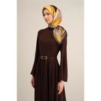 Armine Desenli Saf Ipek Sura Eşarp 9331-57, Kahverengi