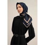Armine Desenli Saf Ipek Twill Eşarp 9301-52, Lacivert