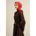 Armine Desenli Saf Ipek Twill Eşarp 9307-36, Kirmizi