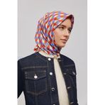 Armine Desenli Saf Ipek Twill Eşarp 9309-01, Kırmızı