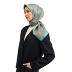 Armine Desenli Saf Ipek Twill Eşarp 9319-50, Turkuaz