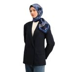 Armine Desenli Saf Ipek Twill Eşarp 9333-08, Mavi