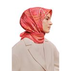 Armine Desenli Saf Ipek Twill Eşarp 9333-38, Turuncu