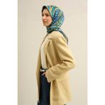 Armine Desenli Saf Ipek Twill Eşarp 9333-80, Indigo